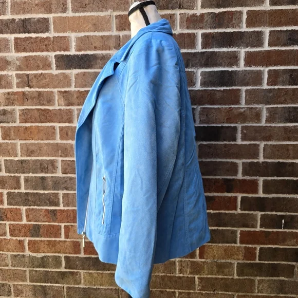 Allison Daley Blue Vegan Suede Jacket - Picture 6 of 13